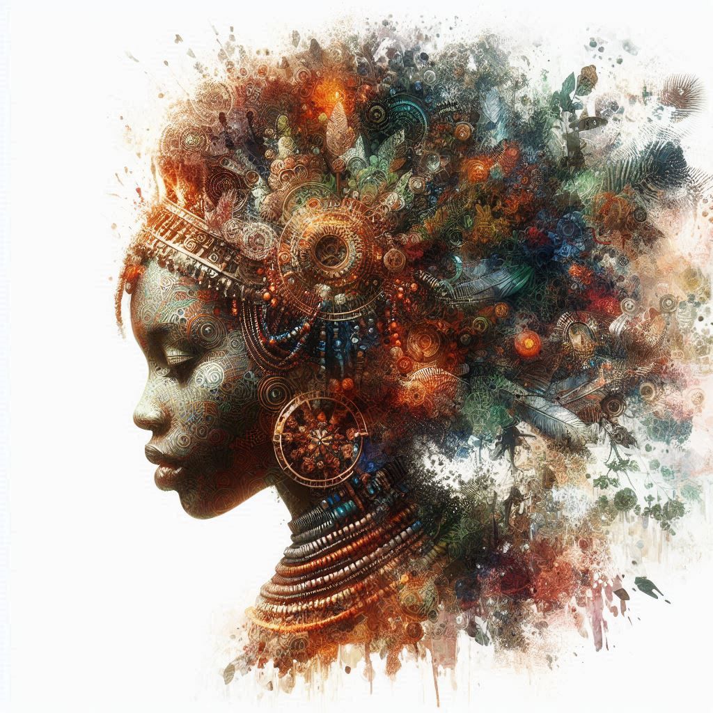 double exposure beautiful fantasy DALL-E 3 portrait landscape..