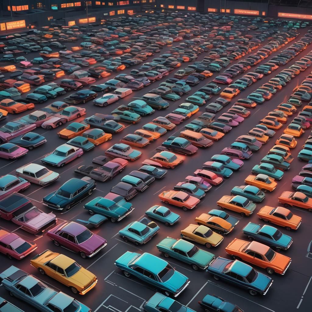 Vintage Cars Beside Futuristic Rides in a Marvelously Tidy P...