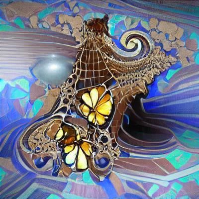 Fractal giant butterfly art nouveau beautiful iridescent