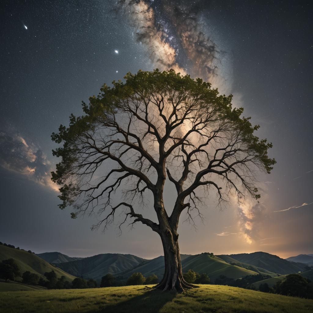 Sycamore against the night sky