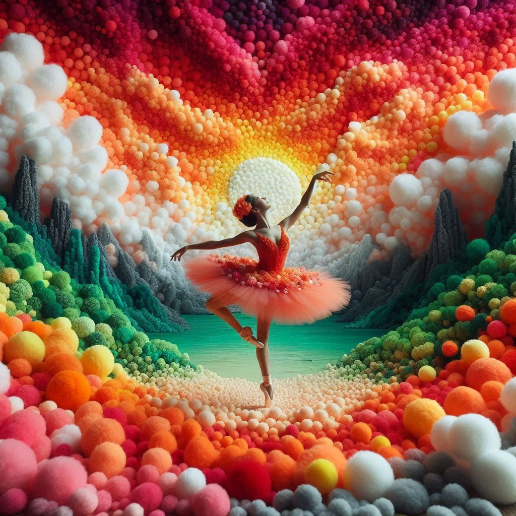 Ballerina dancing in pom pom