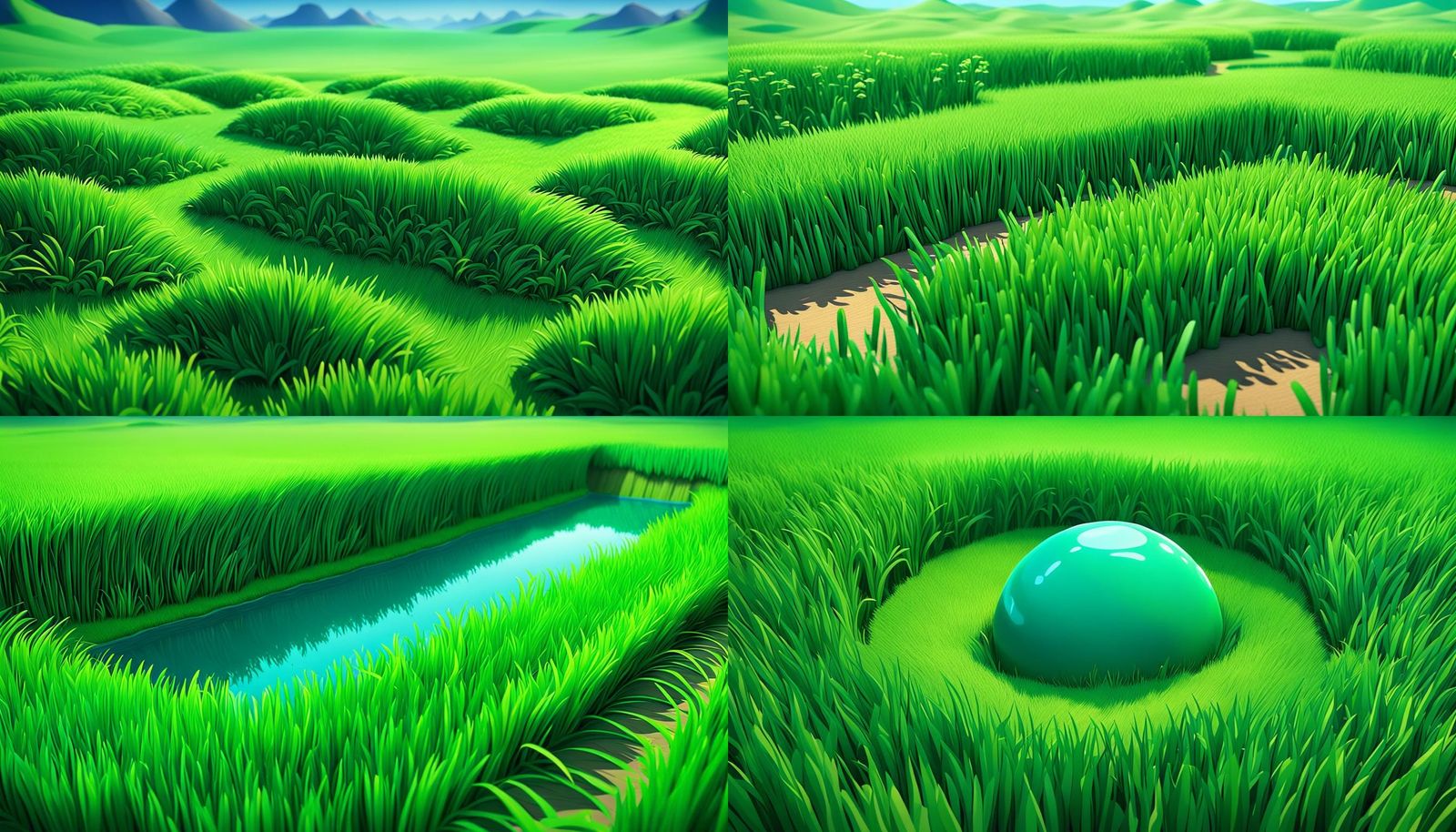 Vibrant Green Grasslands In Whimsical 3D Cartoon S AI Art Vibrant Green Grasslands In Whimsical 3D Cartoon S AI Art