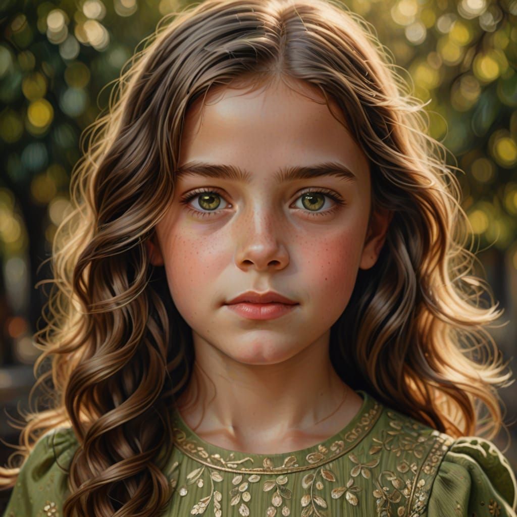 Vibrant Oil Painting Portrait of Young Girl
