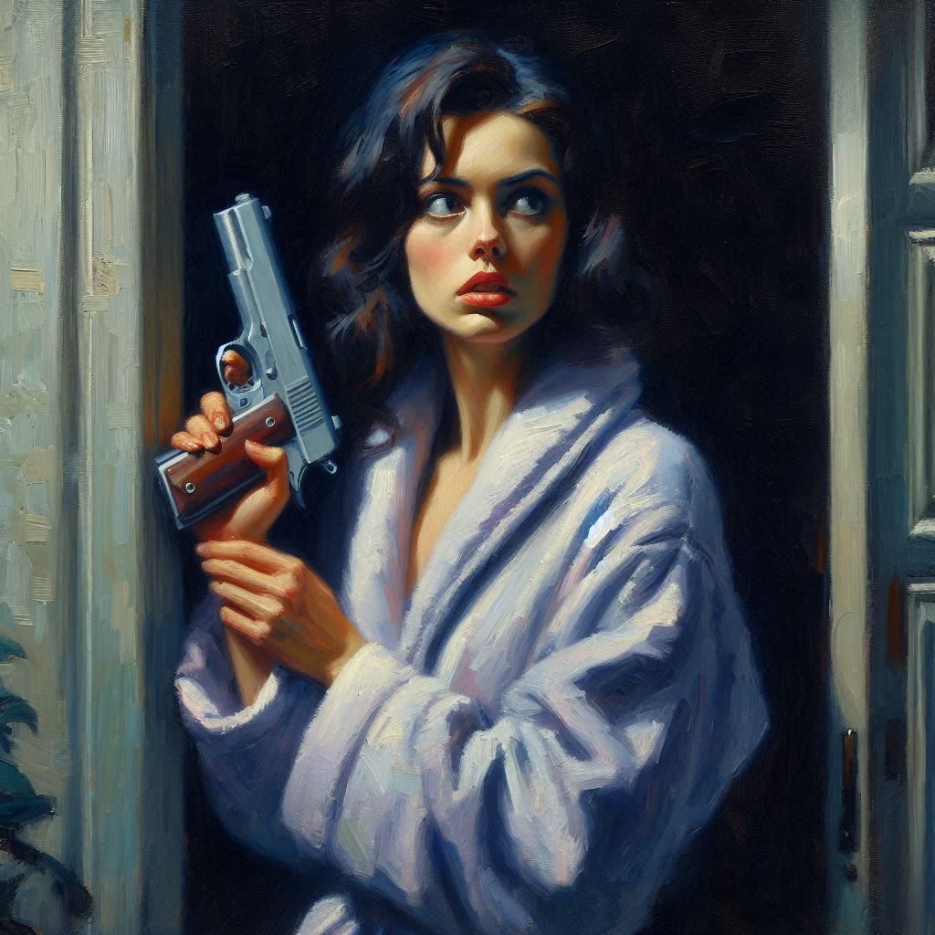 She was the kind of dame that kept a 45 in the bathroom