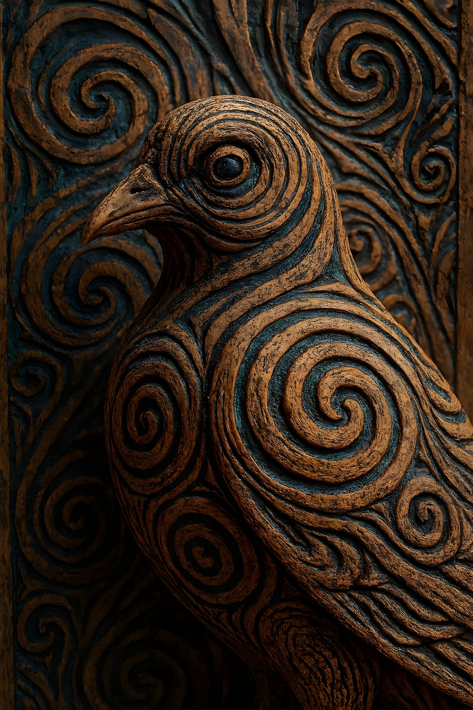 Intricate Wooden Bird