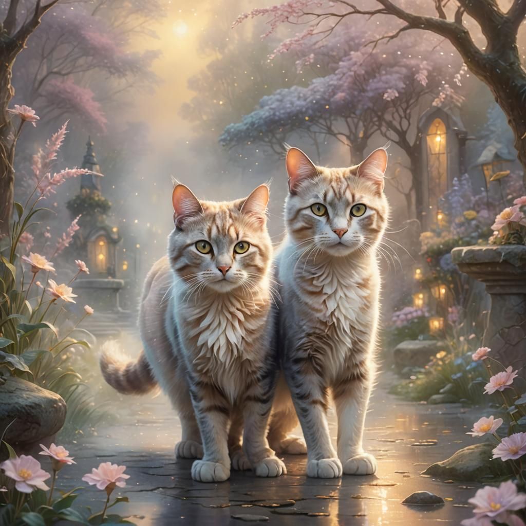 Mystical Cat Stepping Through Shimmering Mist