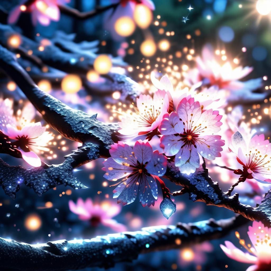 Sakura Flower Macro Shot in Fantasy Style