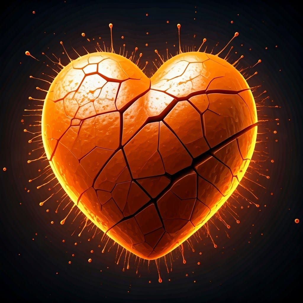 Vibrant Heart Shattered in Hyperrealistic Art