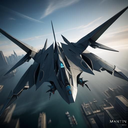 manta shape, batwing, swallow jetfighter, two front horned b...