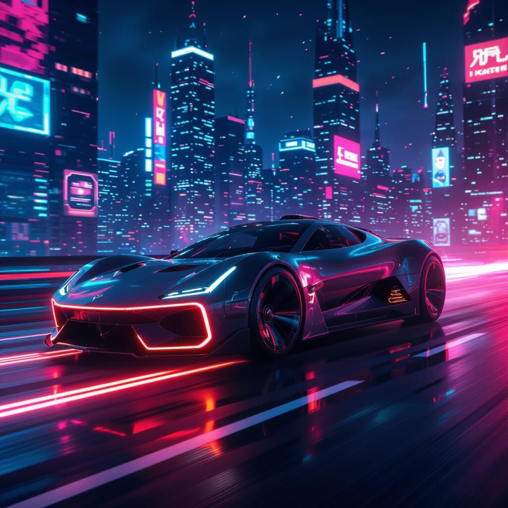 create an image fast futuristic moving car that can fly