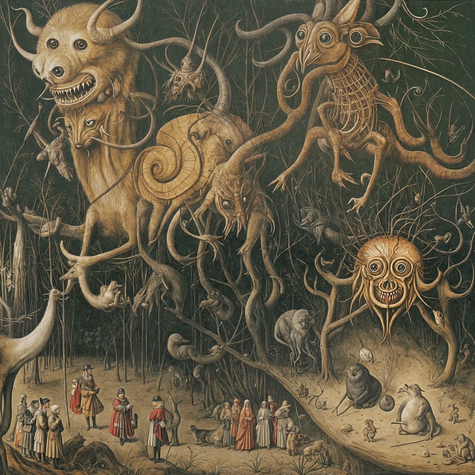Hellish Carnival of Demons and Monsters in Surreal Oil Paint...