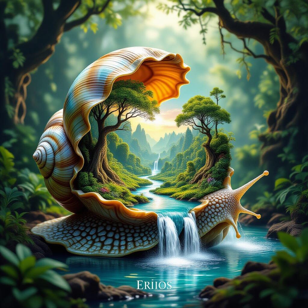 Fantasy Forest Thrives Inside Opalescent Snail Shell