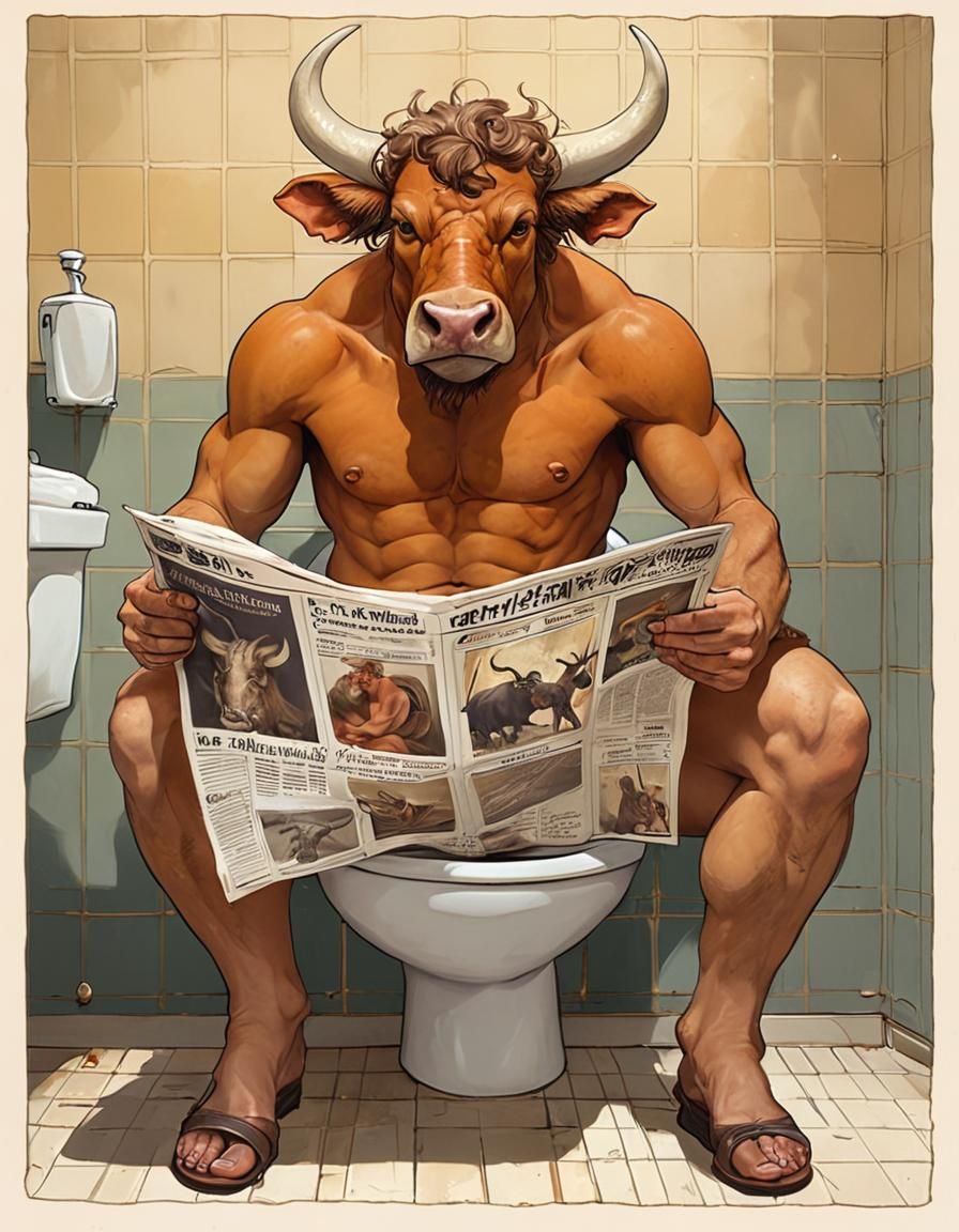Minotaur doing his morning routine  by @Guille