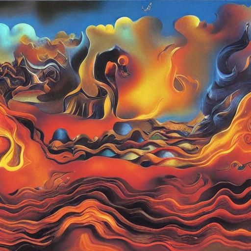 16k resolution, art by Salvador Dalí, Frida Kahlo. Inferno l...