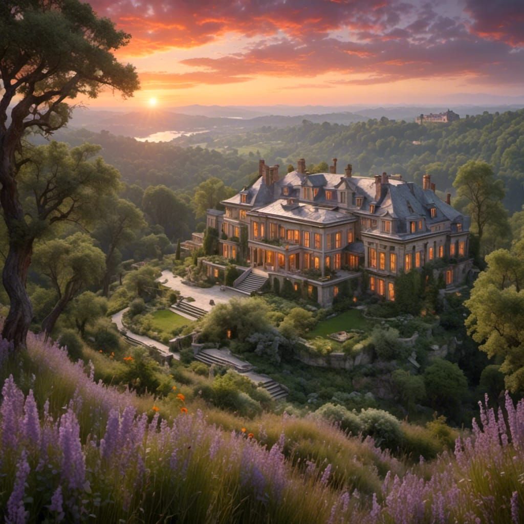 <lora:Paisajes:1.0> super macro, a large luxurious country h...