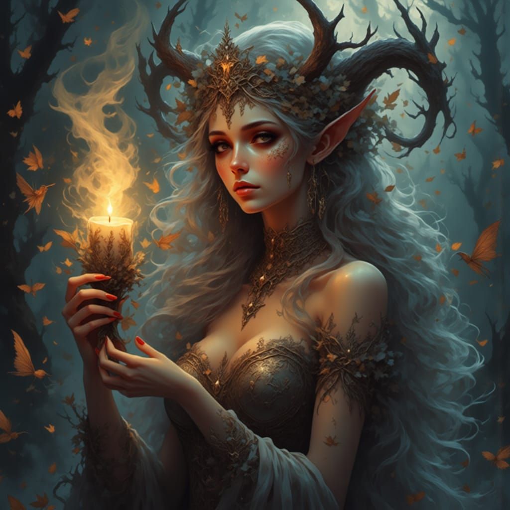Pirate woman conjours a fairy dragon with wisps of smoke from her candle <lora:Eclipsafae:1.0>