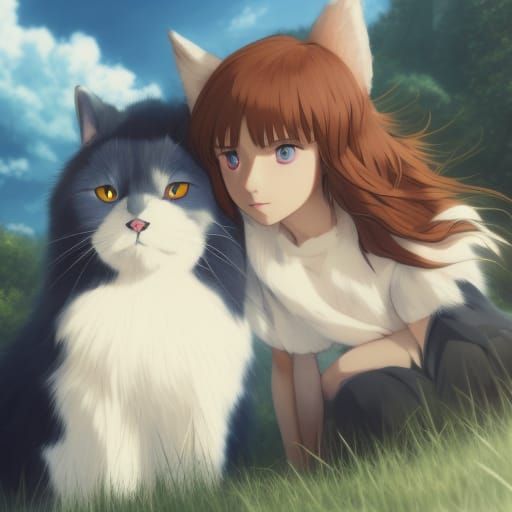 Ragdoll Cats as Totoro in Ghibli Anime Style