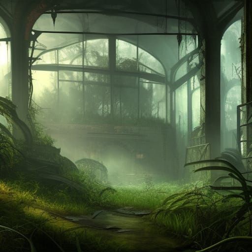 dark overgrown abandoned laboratory - AI Generated Artwork - NightCafe ...