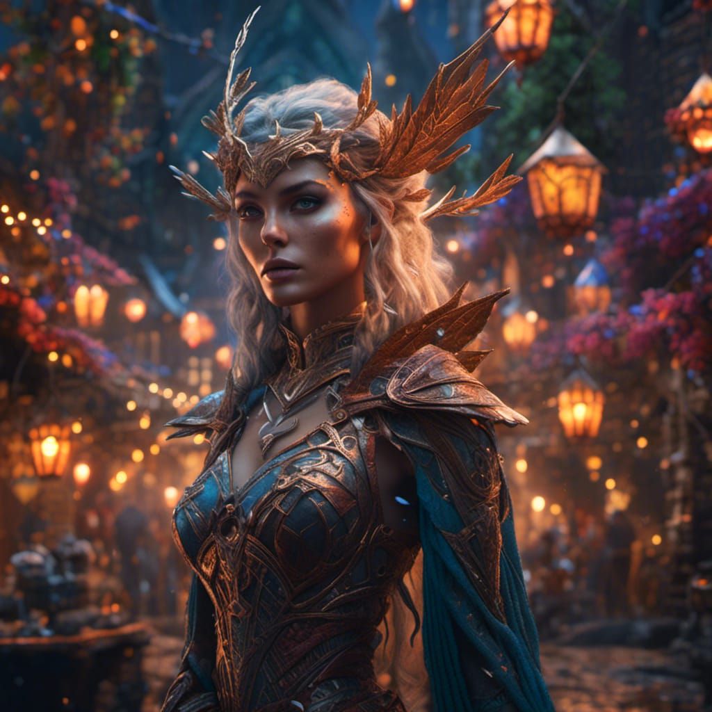 Hyperreal Elf Woman: Detailed Fantasy Concept Art