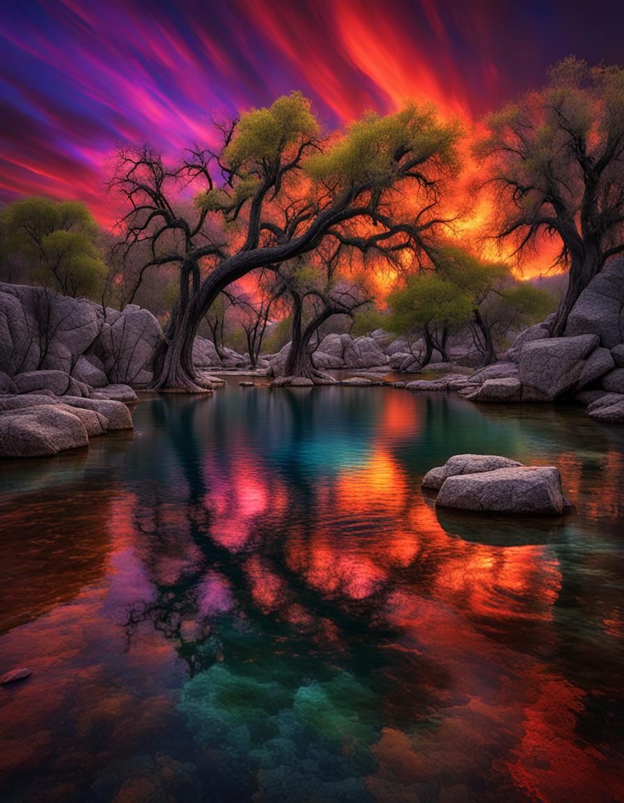 pond sunset