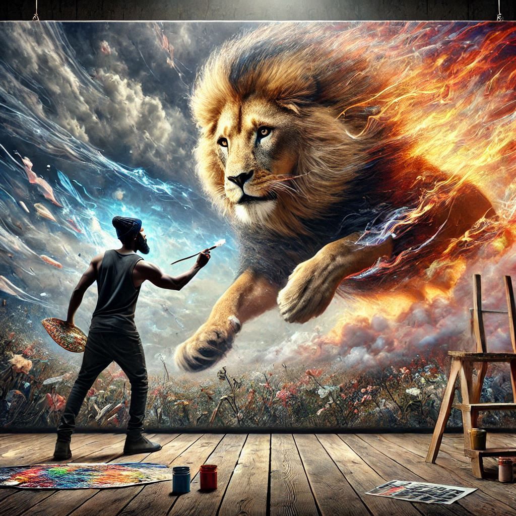 The painter and the lion