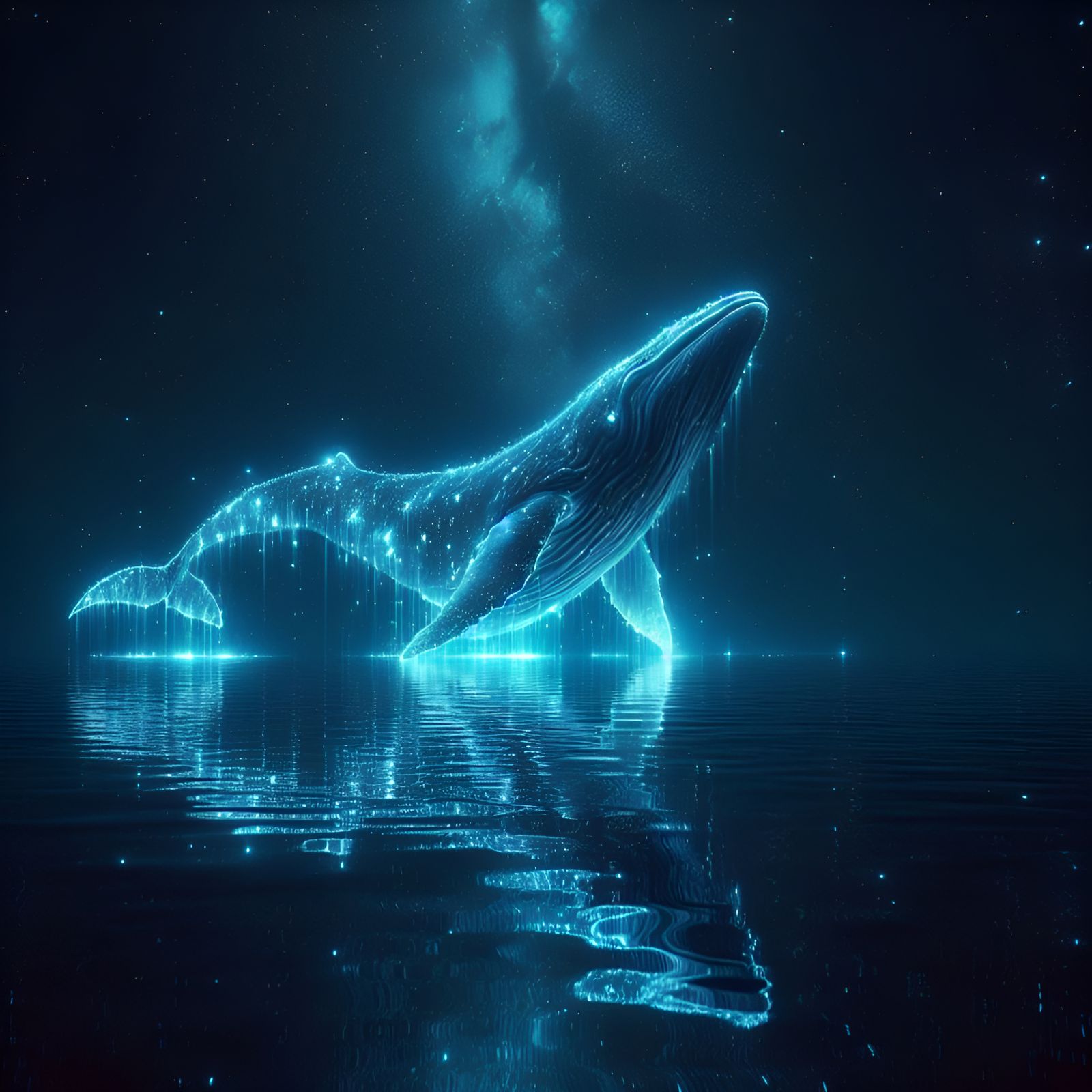 Galactic Voyage: A Nighttime Symphony of Oceanic Luminescence (Inspired by the Movie Life Of Pi)