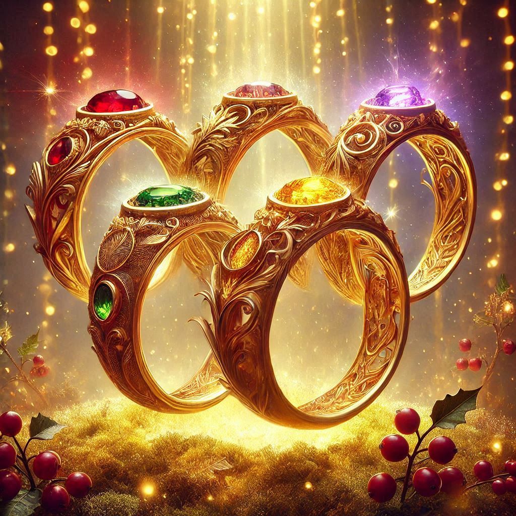 On the fifth day of Christmas,
my true love gave to me
Five ...