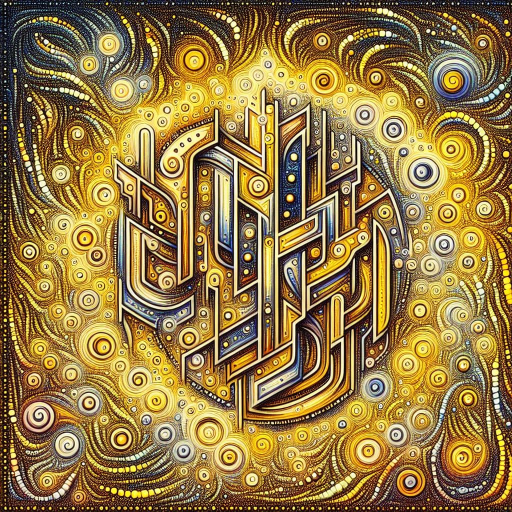 Kinetic Pointillism Yellow Paint Runes - AI Art