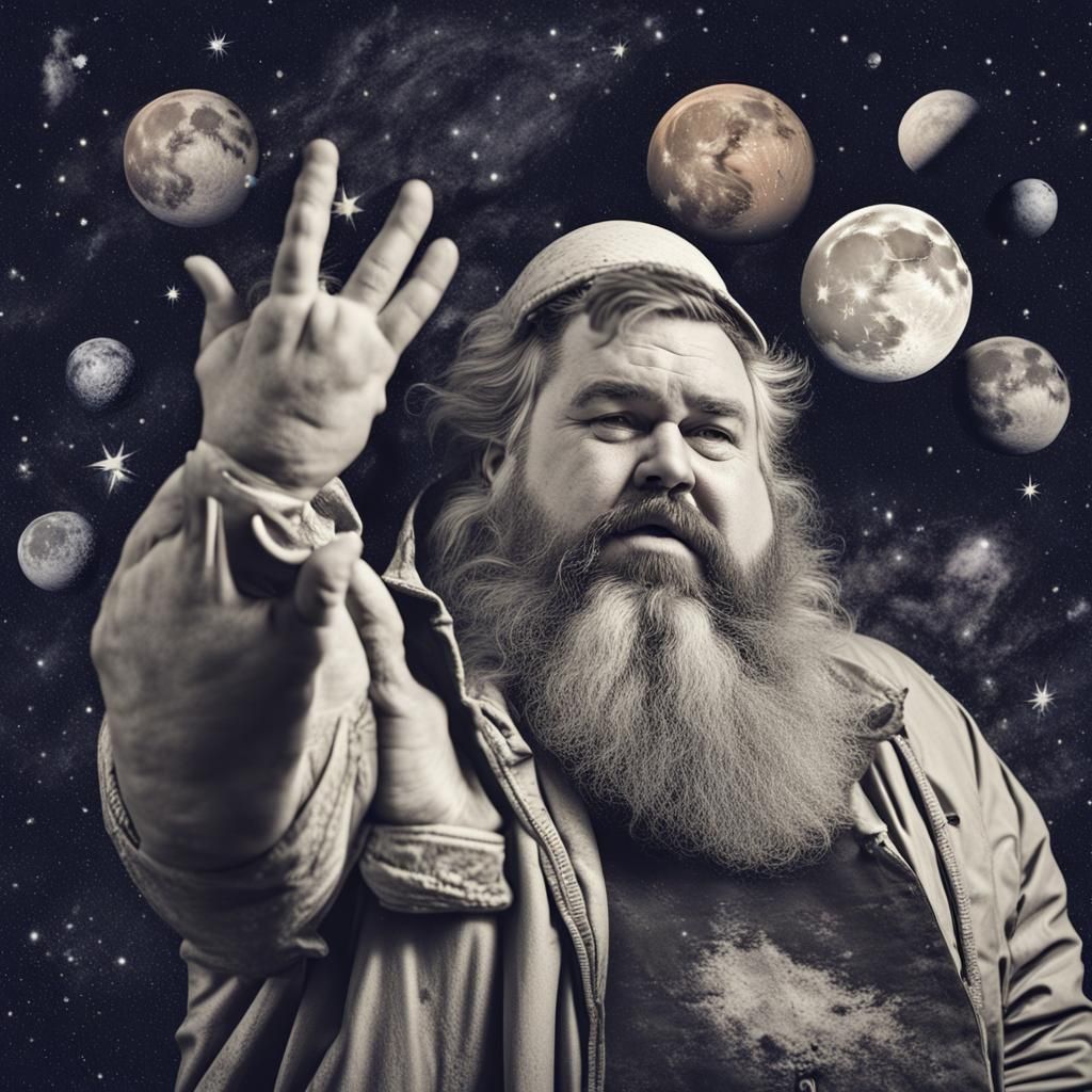 Photograph, Macro, a deaf bearded fat man communicating in s...