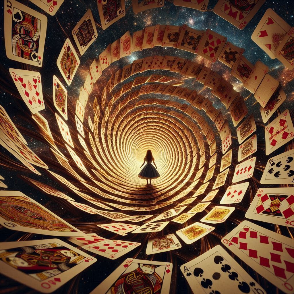 Alice in a swirling Vortex Card spiral