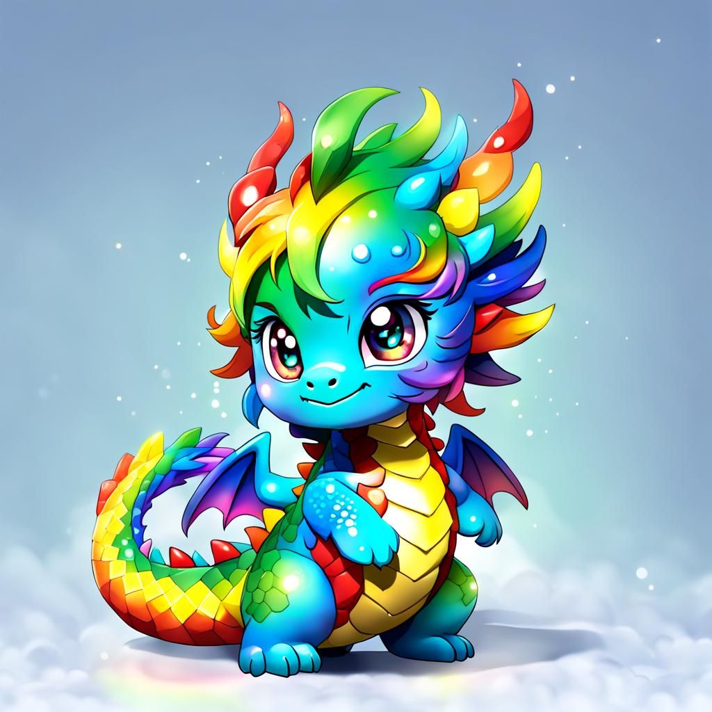 A Chibi rainbow dragon - AI Generated Artwork - NightCafe Creator