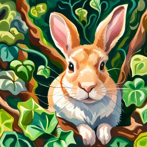 rabbit in the ivy AI Generated Artwork NightCafe Creator
