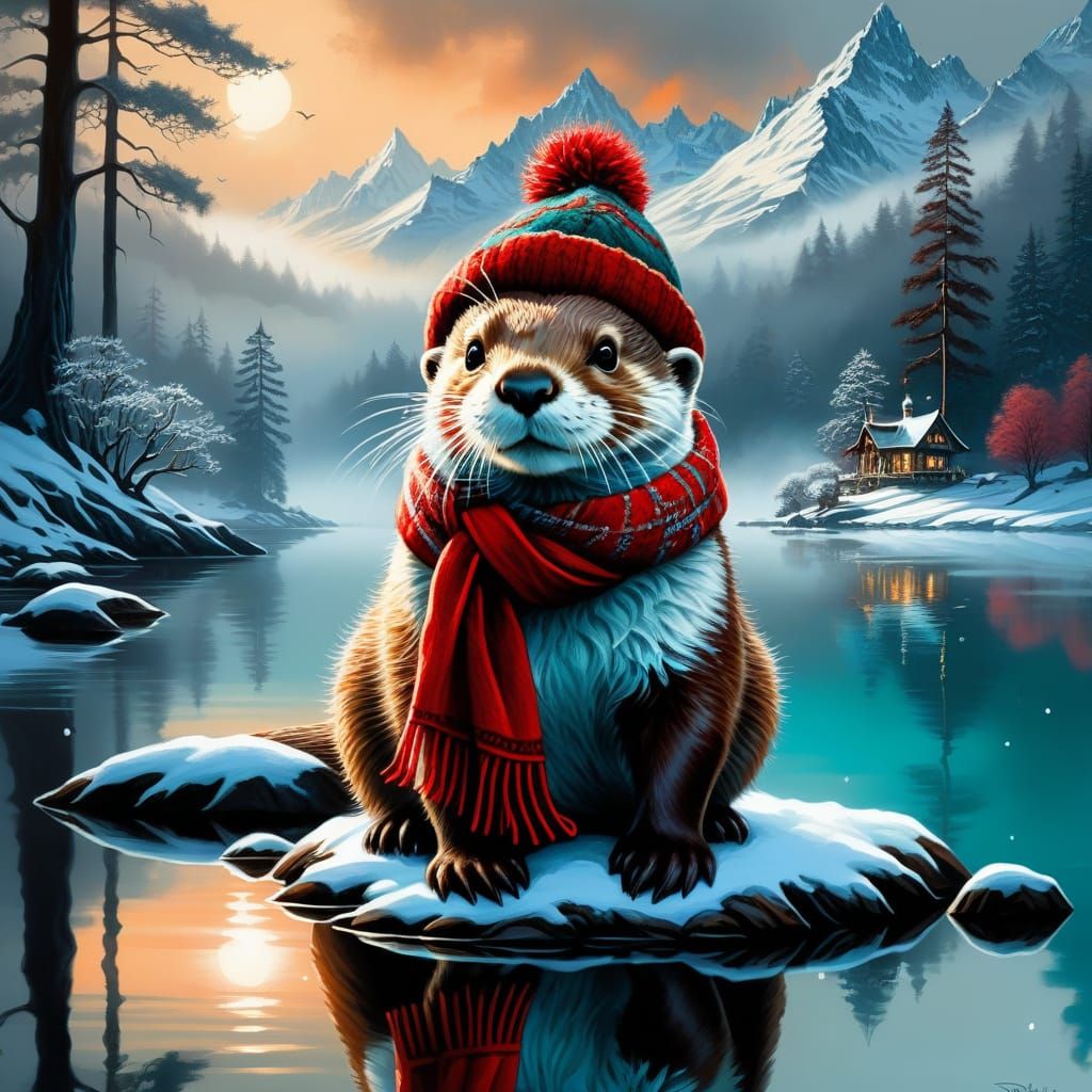 Otter Sitting on Lake #2