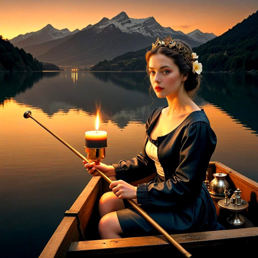 Surrealistic Lady in Vibrant Landscape