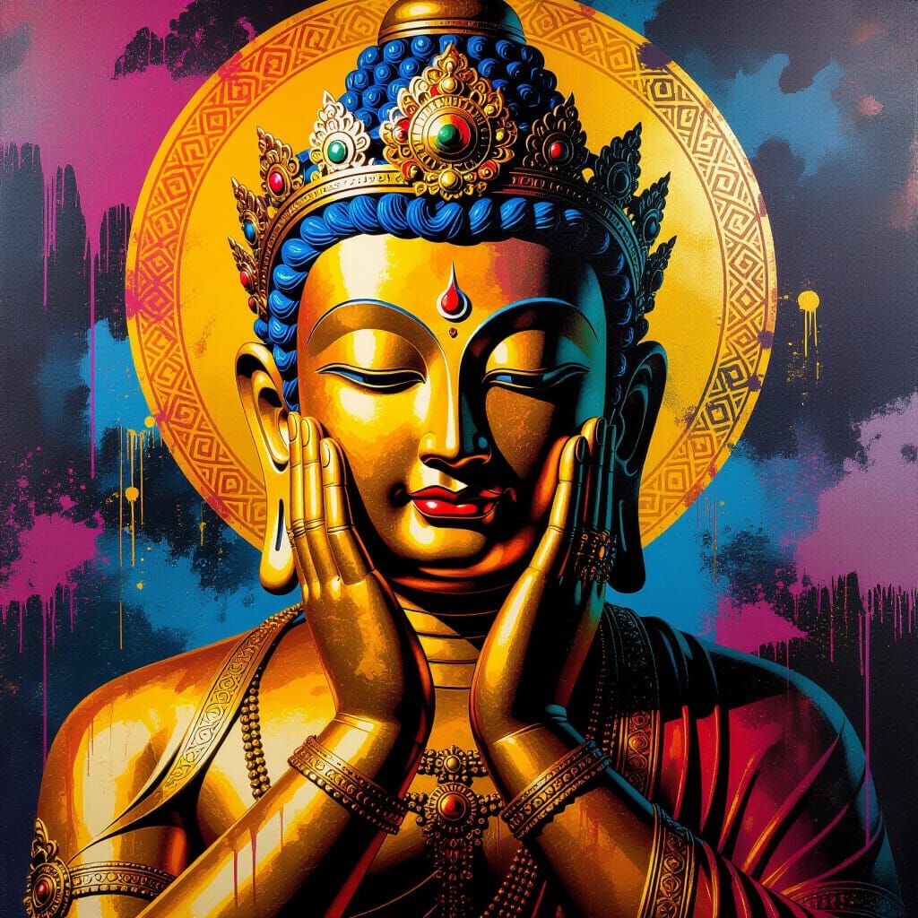 World Honored One Teaching in Graffiti Art Style