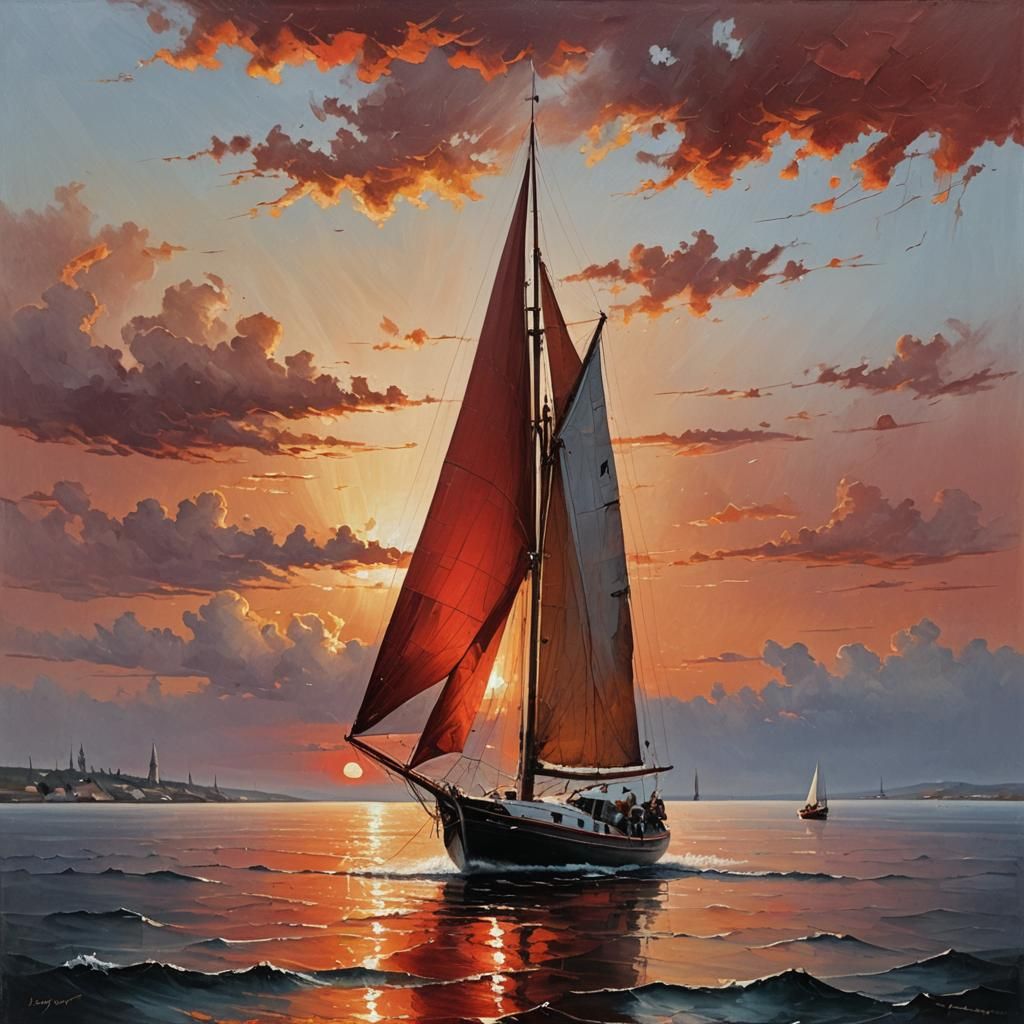Boat in sunset 