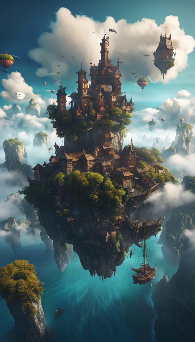 Classic fantasy floating island  by @LoscoFiguro