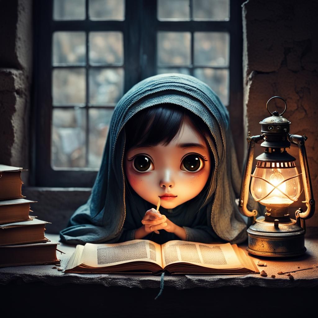 Medieval Girl's Playful Expression in 3D Game Style