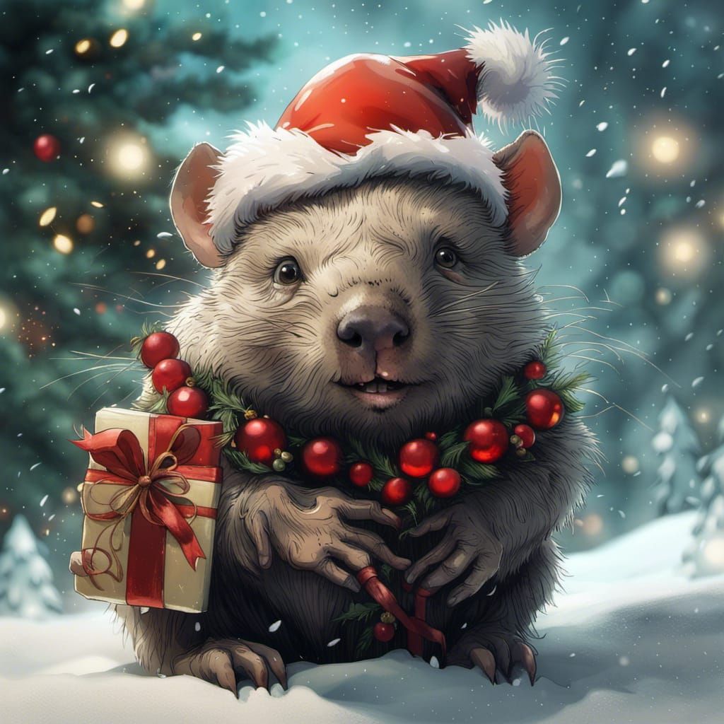 Adorable cute Christmas wombat:: Breathtaking Fantasycore Artwork By ...