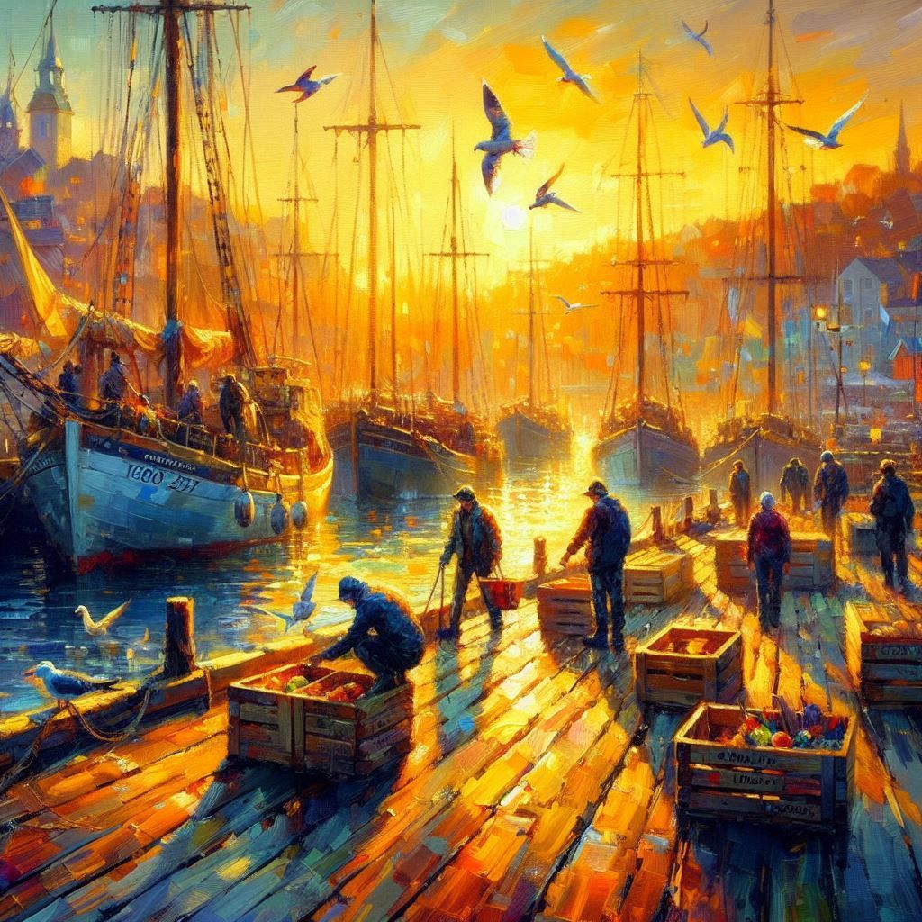 Golden Hour at the Busy Wharf  by @BJ-art