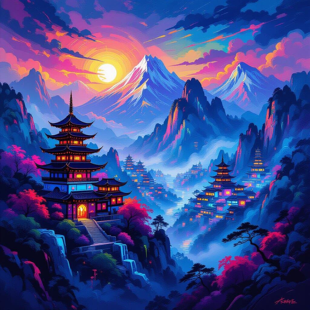 Neon Cyber-Expressionism  by @K_Pop_Ai