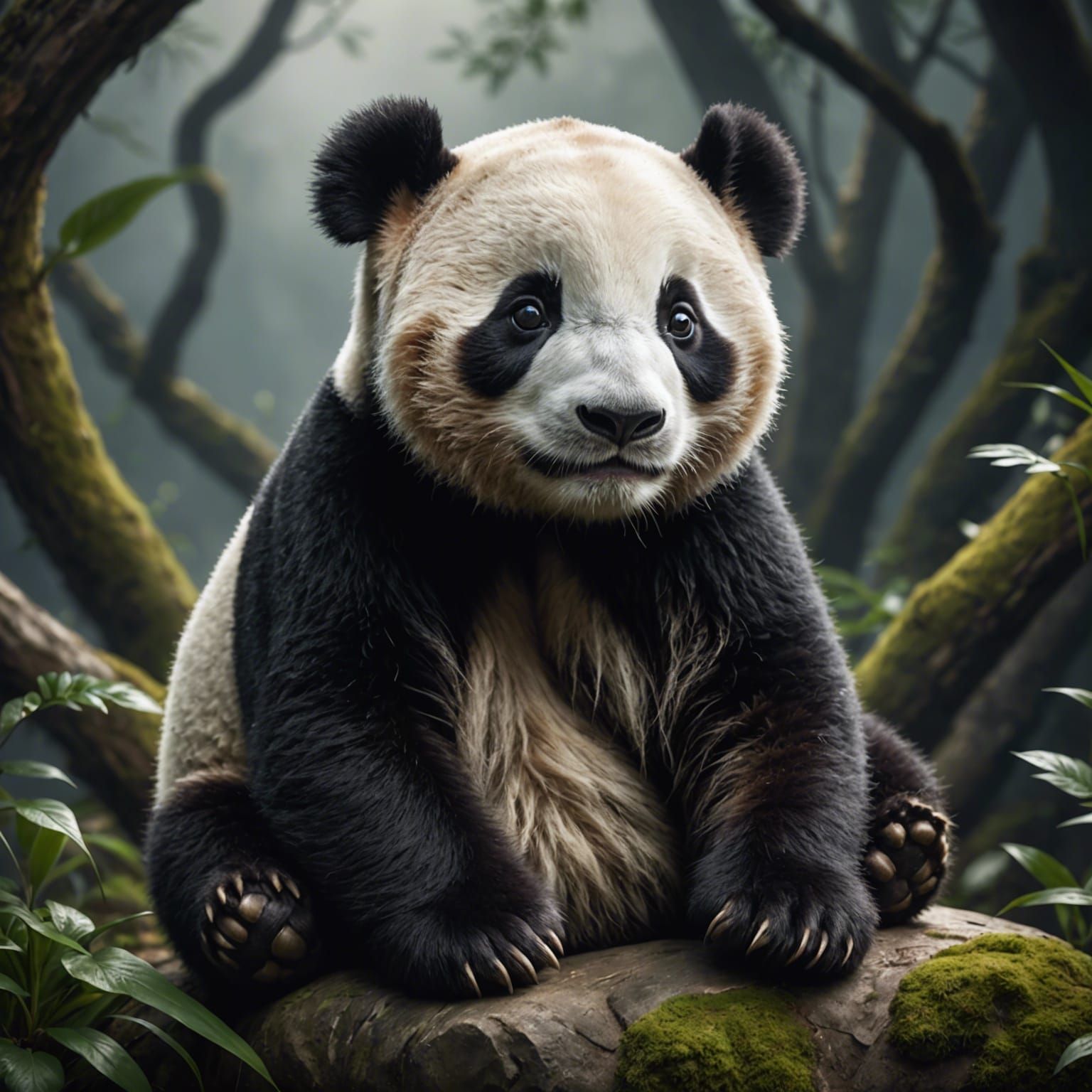 Cute Tiny Panda with Big Eyes