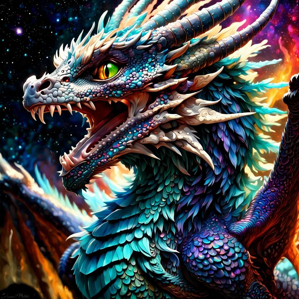 Galactic Feathred Dragon - AI Generated Artwork - NightCafe Creator