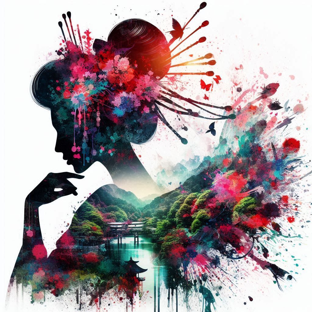 double exposure beautiful fantasy portrait landscape..