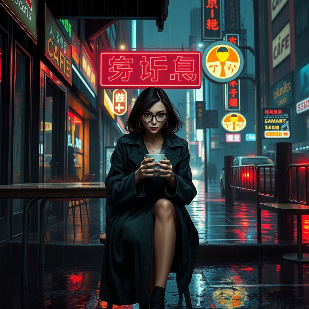 having tea at night cafe