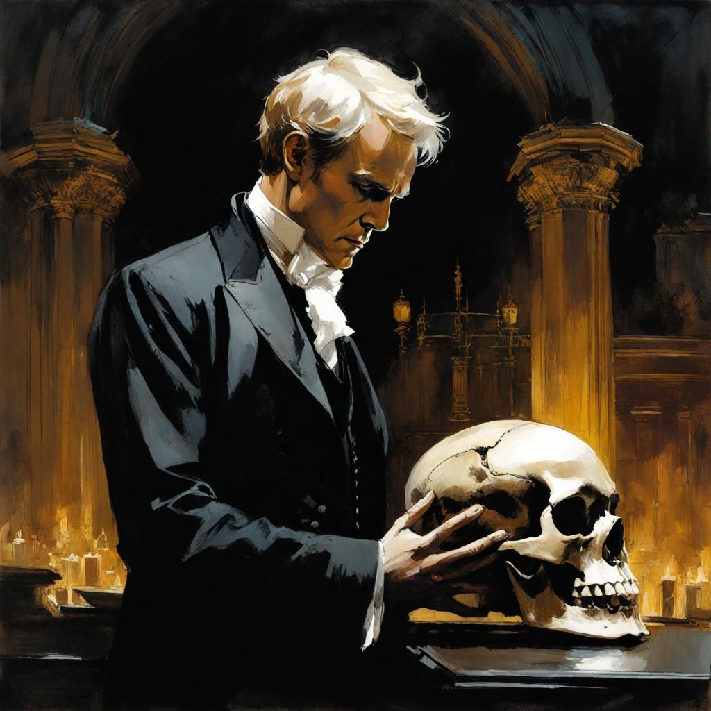 Hamlet talking to Yorick‘s skull AI Generated Artwork NightCafe Creator