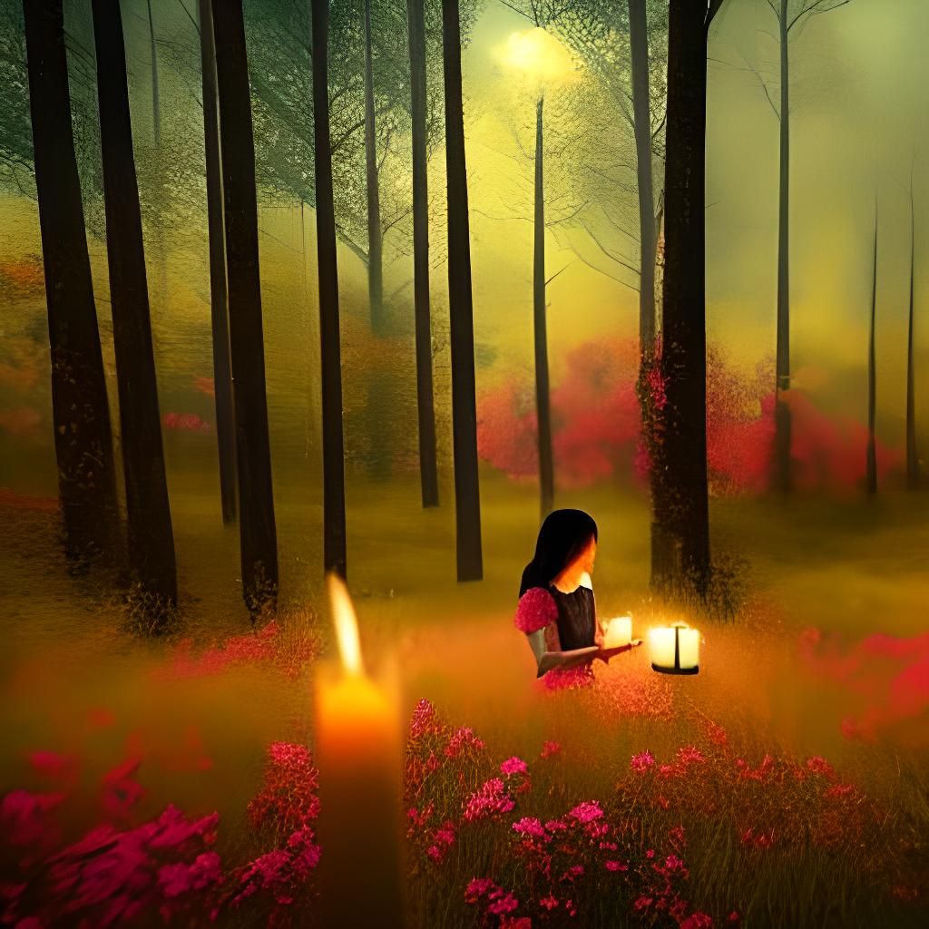 Bromoil Print Woman in Pointillism Style