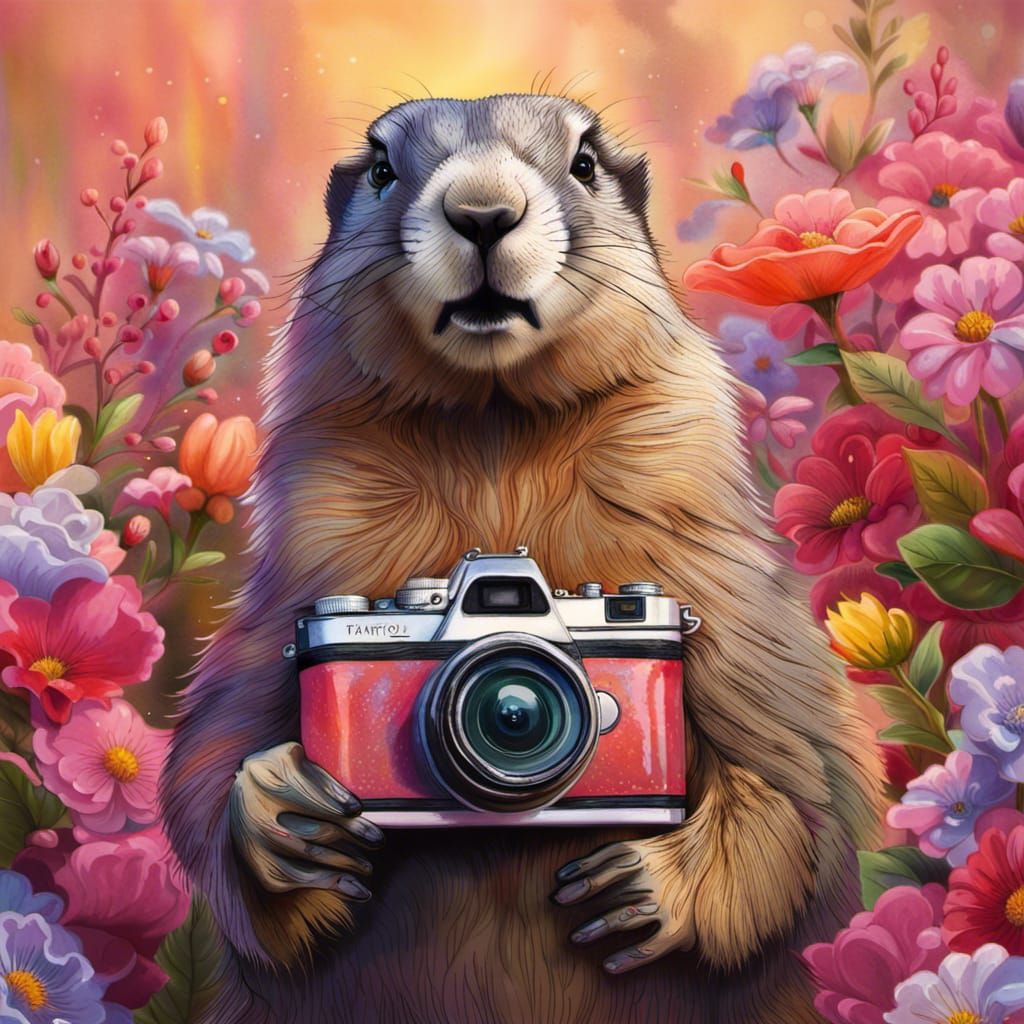Marmot and Wildflowers