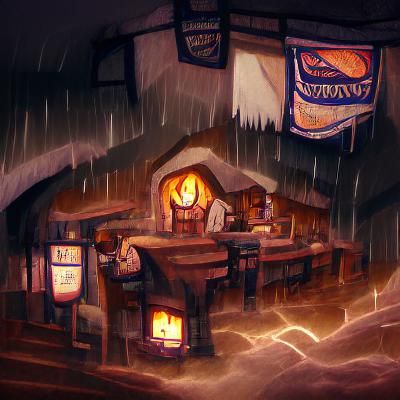 A warm tavern on a cold stormy night