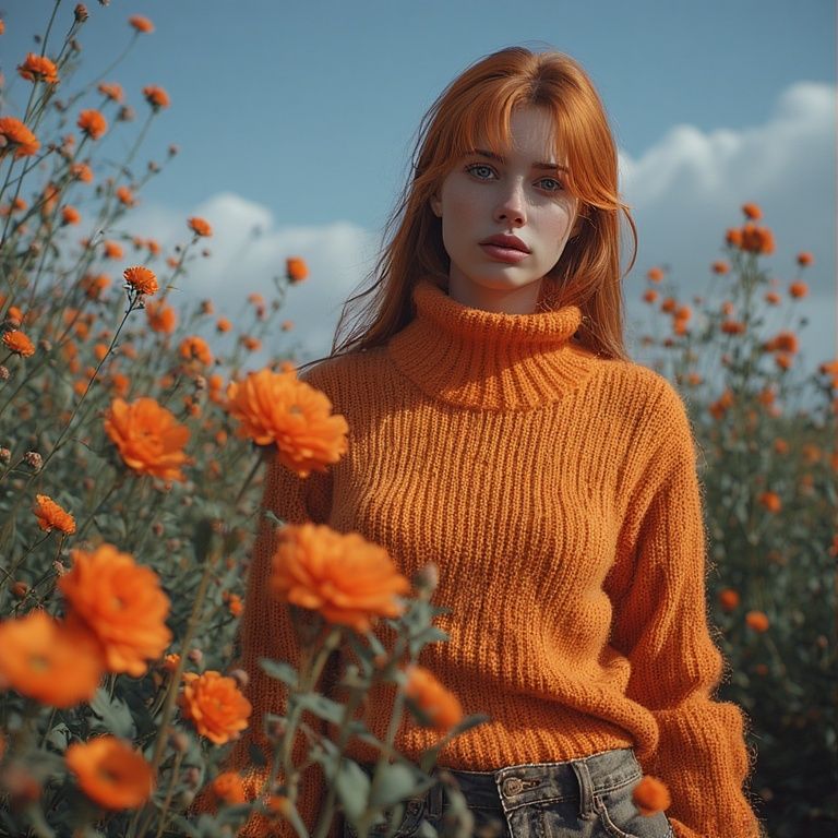 Orange turtleneck